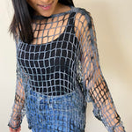 Load image into Gallery viewer, Crochet Top - Black / Grey Tie Dye
