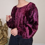 Load image into Gallery viewer, Crushed Velvet Corset Back Top - Burgundy
