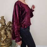 Load image into Gallery viewer, Crushed Velvet Corset Back Top - Burgundy
