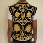 Load image into Gallery viewer, Embroidered Afghan Waistcoat - Black &amp; Gold
