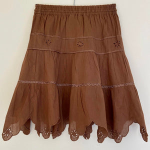 Tiered Pixie Midi Skirt - Brown