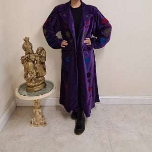 Velvet Floral Coat - Purple (Size 16-20)