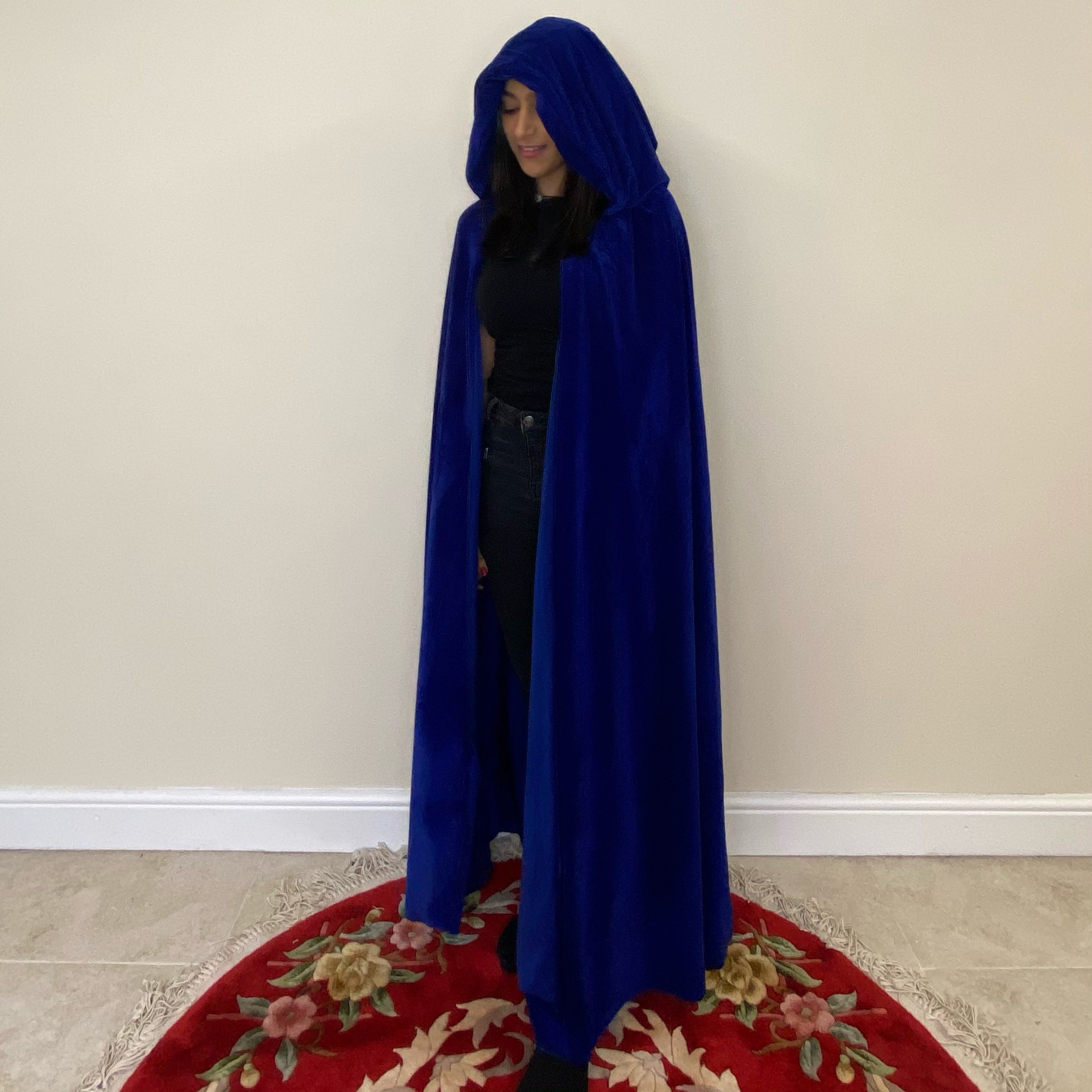 Velvet Hooded Cloak - Blue