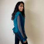 Load image into Gallery viewer, Sheer Sleeve Blouse - Teal
