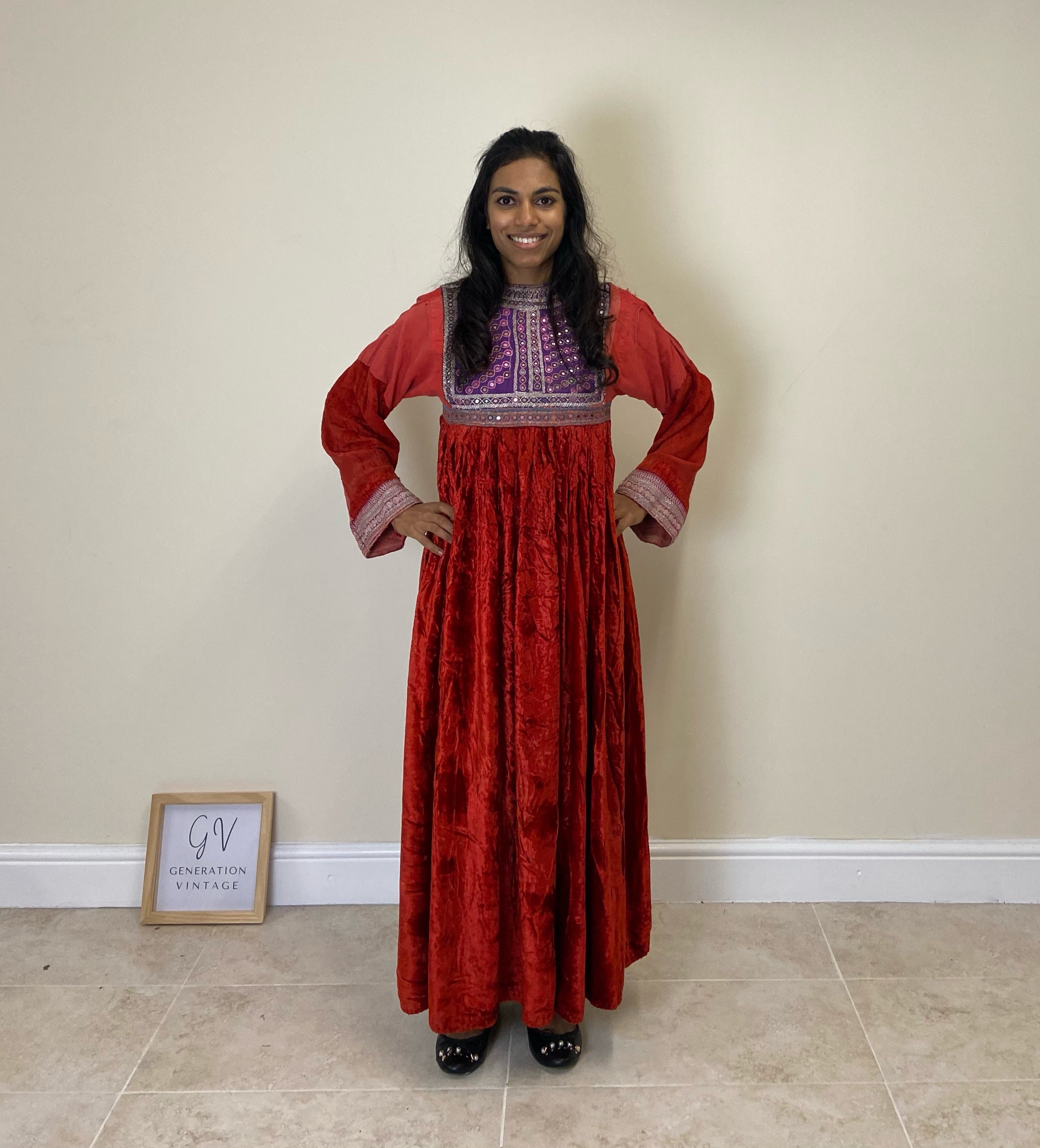 Antique Velvet Afghan Dress