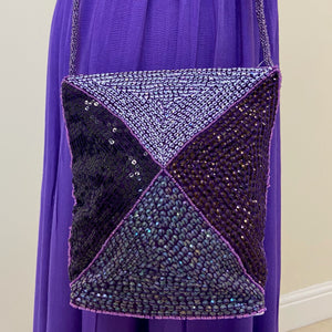 Sequin Crossbody Handbag - Purple