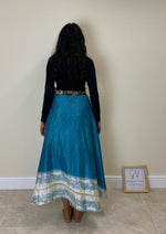 Load image into Gallery viewer, Reversible Upcycled Patchwork Silk Wrap Skirt
