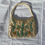 Load image into Gallery viewer, Beaded and Sequin Handbag - Champagne and Turquoise
