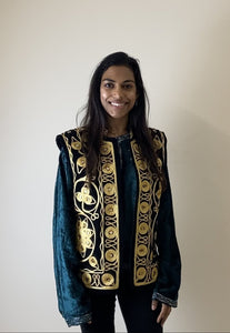 Embroidered Afghan Waistcoat - Black & Gold