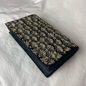 Embroidered Handbag - Black and Gold