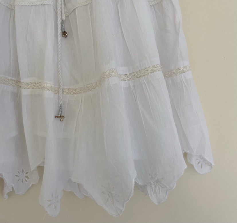 Tiered Pixie Midi Skirt - White
