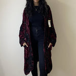 Load image into Gallery viewer, Dori Embroidered Velvet Cardigan - Red &amp; Black
