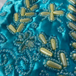Load image into Gallery viewer, Beaded handbag - Turquoise and Champagne
