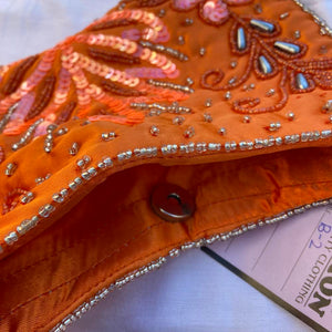 Sequin and Beaded Handbag - Orange