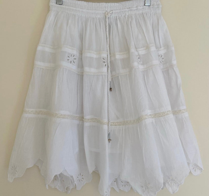 Tiered Pixie Midi Skirt - White