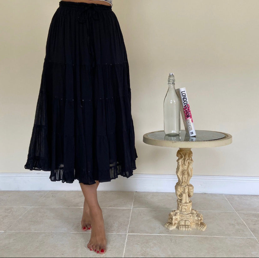 Cotton Sequin and Beaded Midi Skirt - Assorted Colours - 30"
