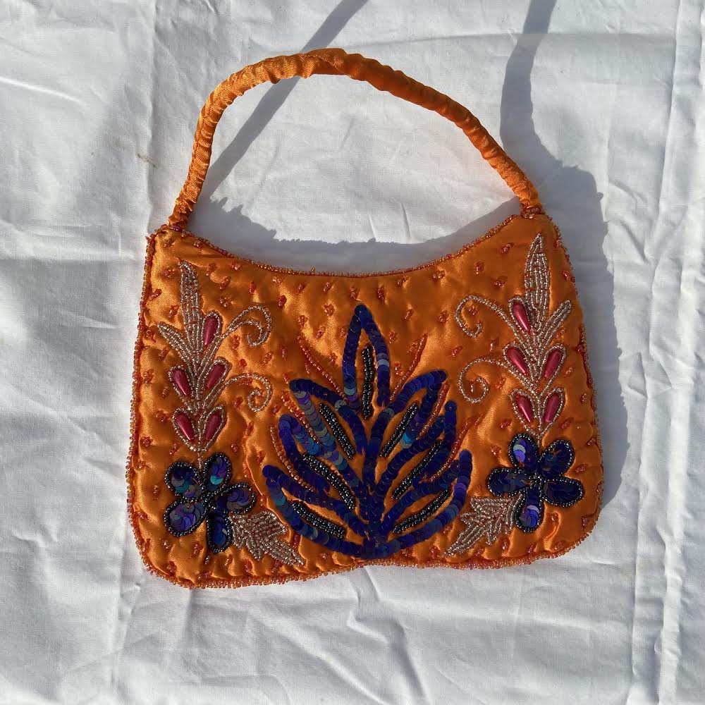 Beaded and Sequin Handbag - Orange