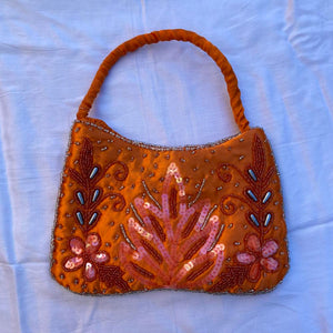 Sequin and Beaded Handbag - Orange
