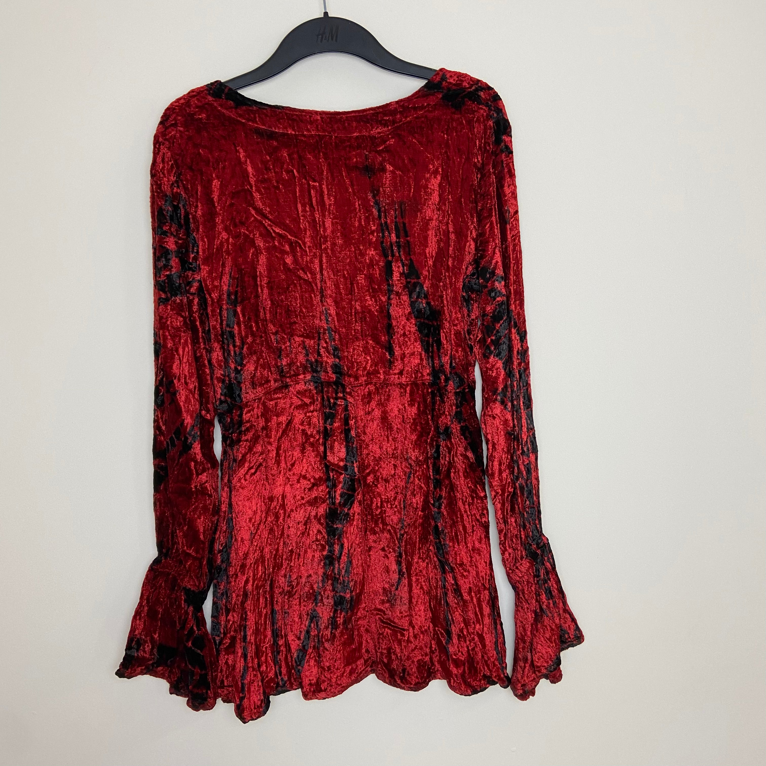 Velvet Tie Dye Cardigan - Red & Black