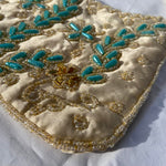 Load image into Gallery viewer, Beaded and Sequin Handbag - Champagne and Turquoise
