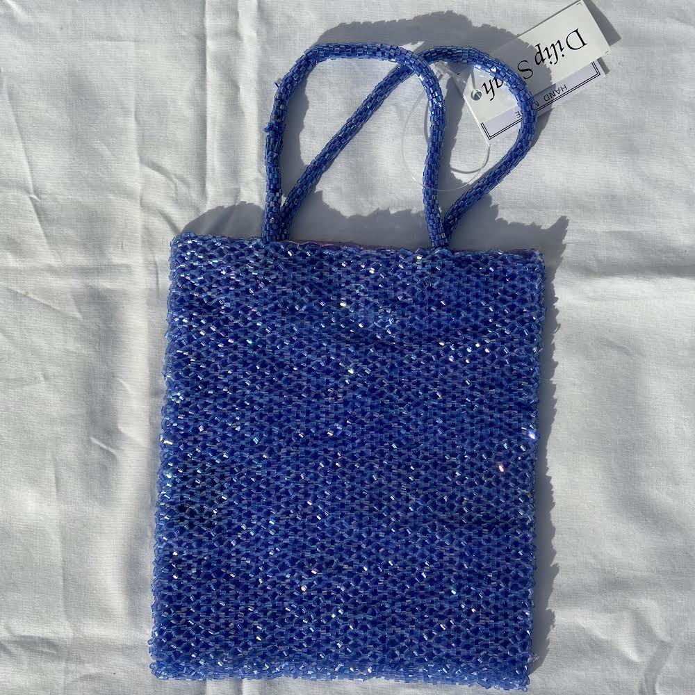Vintage Beaded Handbag - Blue/ Purple