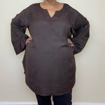 Load image into Gallery viewer, Embroidered Kaftan Blouse - Brown
