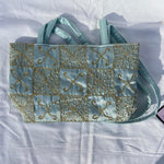 Load image into Gallery viewer, Embroidered Handbag - Light Blue with Gold
